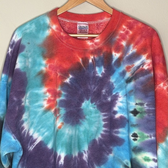 Gildan Tie Dye Pullover Crewneck Sweatshirt Handmade Size XXL - Picture 3 of 7